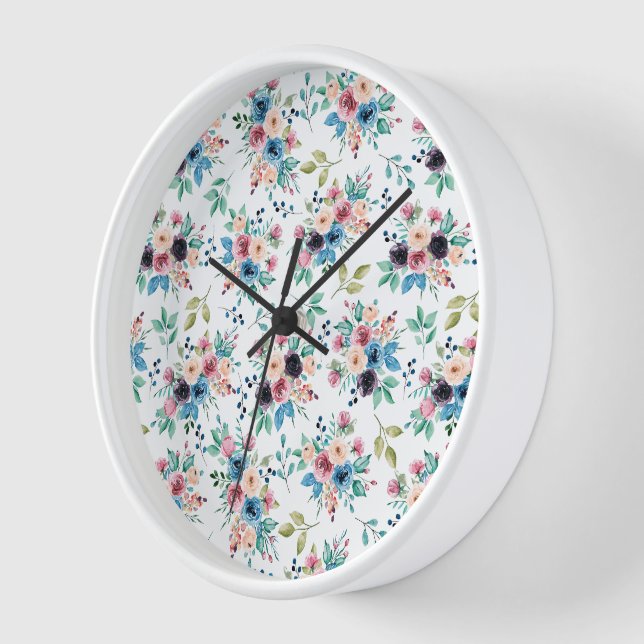 Colorful spring flowers pattern clock (Angle)