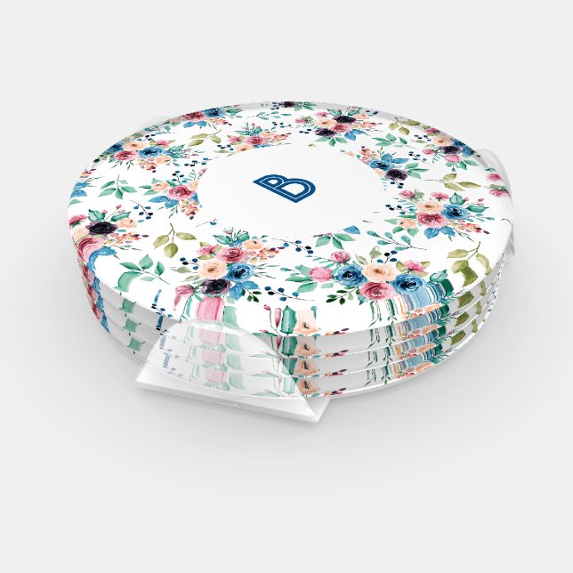 Colorful spring flowers pattern coaster set (Set)