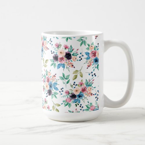 Colorful spring flowers pattern coffee mug