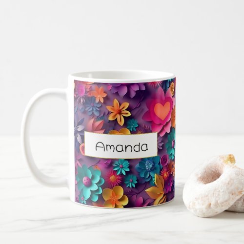 Colorful Spring Flowers Pattern Coffee Mug