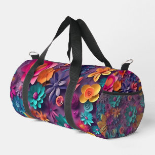 Colorful Spring Flowers Pattern Duffle Bag