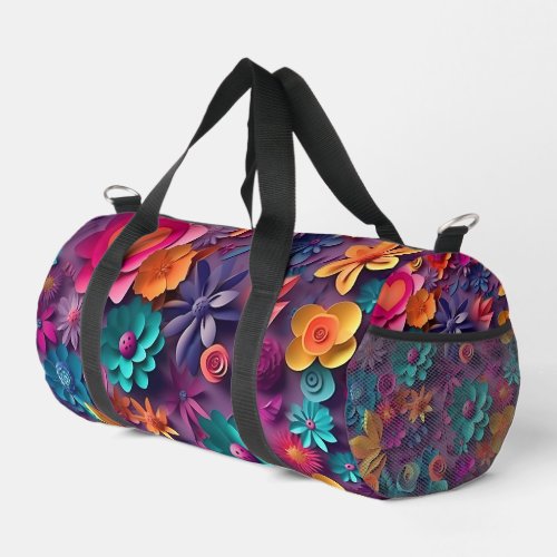 Colorful Spring Flowers Pattern Duffle Bag