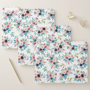 Colorful spring flowers pattern file folder