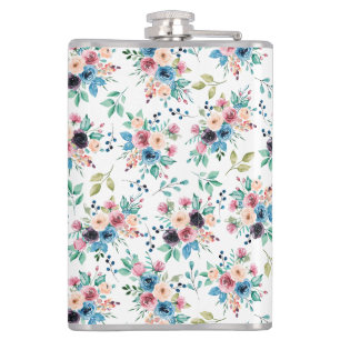 Colorful spring flowers pattern flask