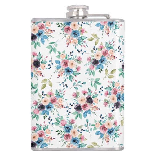 Colorful spring flowers pattern flask