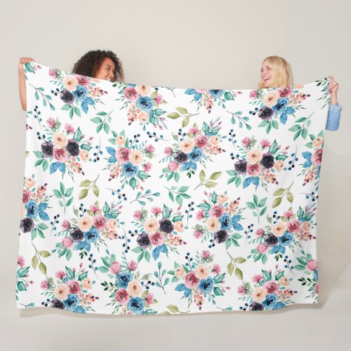 Colorful spring flowers pattern fleece blanket