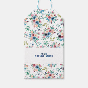 Colorful spring flowers pattern gift tags