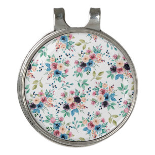 Colorful spring flowers pattern golf hat clip