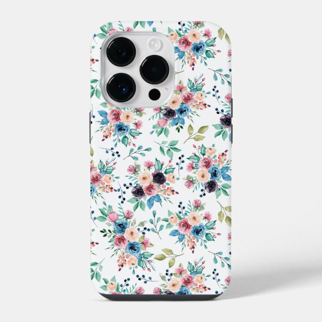 Colorful spring flowers pattern iphone case (Back)