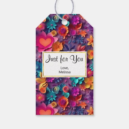 Colorful Spring Flowers Pattern Just for You Gift Tags