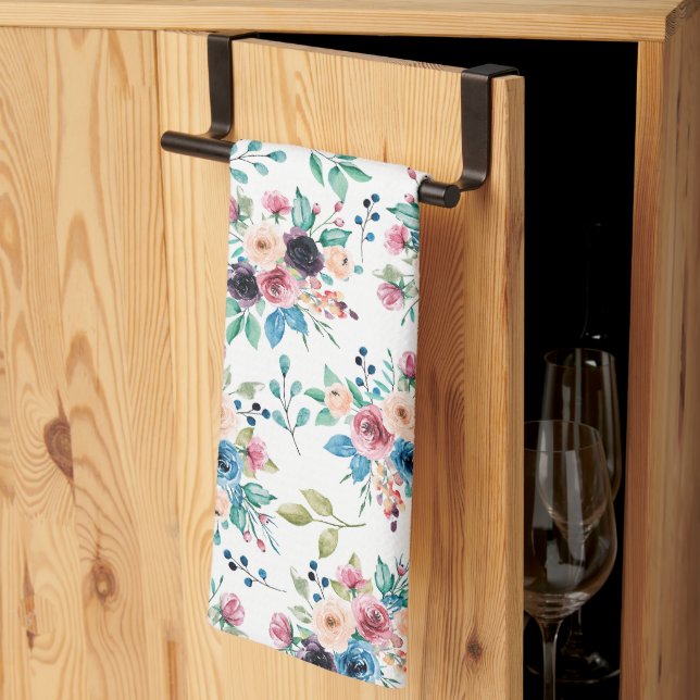 Colorful spring flowers pattern kitchen towel (Thirds Fold)
