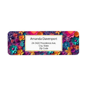 Colorful Spring Flowers Pattern Label