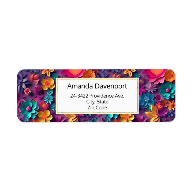 Colorful Spring Flowers Pattern Label (Front)