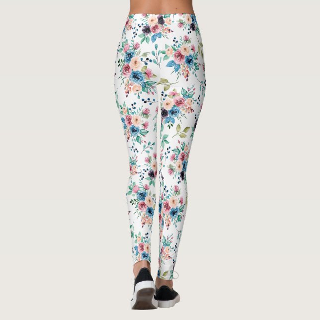 Colorful spring flowers Pattern Leggings (Back)