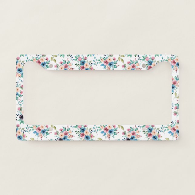 Colorful spring flowers pattern license plate frame (Front)