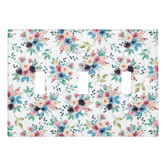Colorful spring flowers pattern light switch cover (Front)