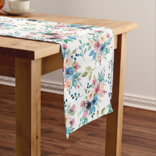 Colorful spring flowers pattern long table runner