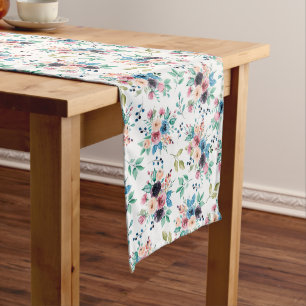 Colorful spring flowers pattern long table runner