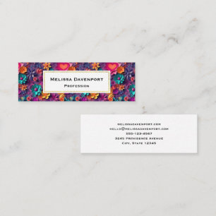 Colorful Spring Flowers Pattern Mini Business Card