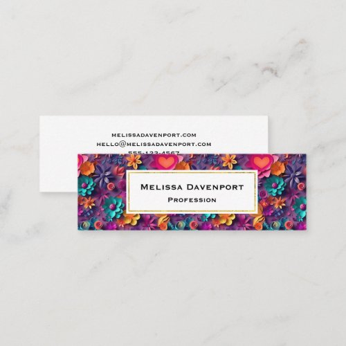 Colorful Spring Flowers Pattern Mini Business Card