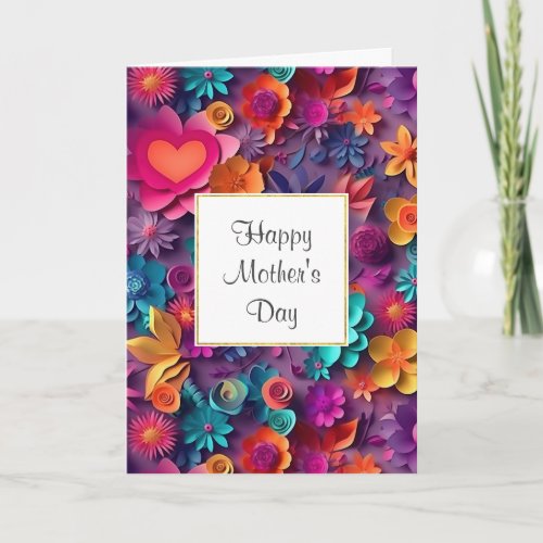 Colorful Spring Flowers Pattern Mothers Day Card