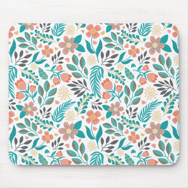 Colorful spring flowers pattern mouse pad (Front)