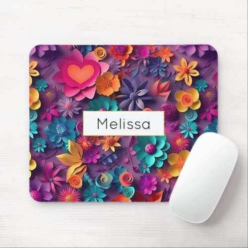 Colorful Spring Flowers Pattern Mouse Pad