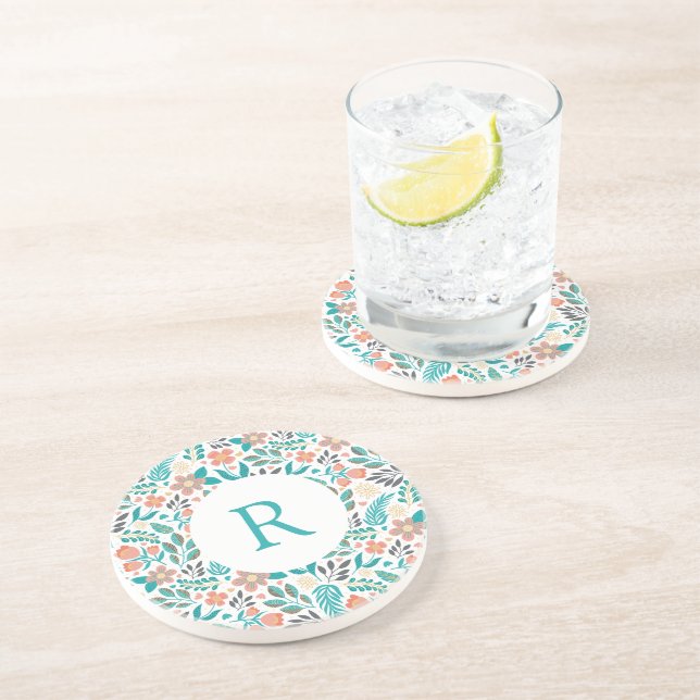 Colorful spring flowers pattern mouse pad coaster (Side)