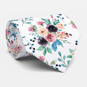 Colorful spring flowers pattern neck tie