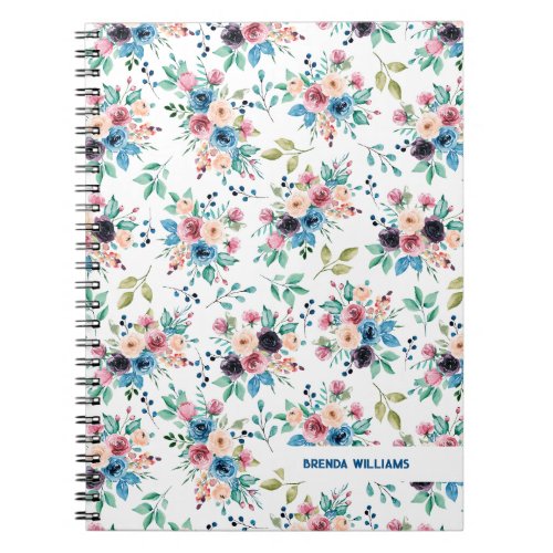Colorful spring flowers pattern notebook