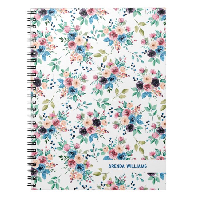 Colorful spring flowers pattern notebook (Front)