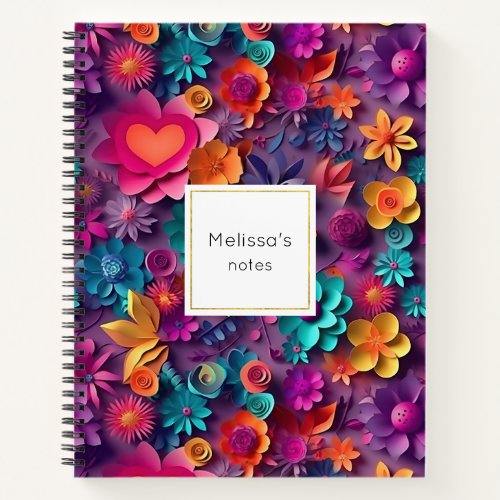 Colorful Spring Flowers Pattern Notebook
