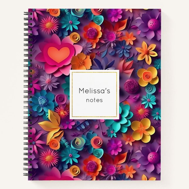 Colorful Spring Flowers Pattern Notebook (Front)