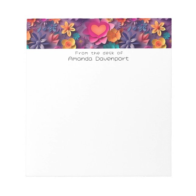 Colorful Spring Flowers Pattern Notepad (Front)