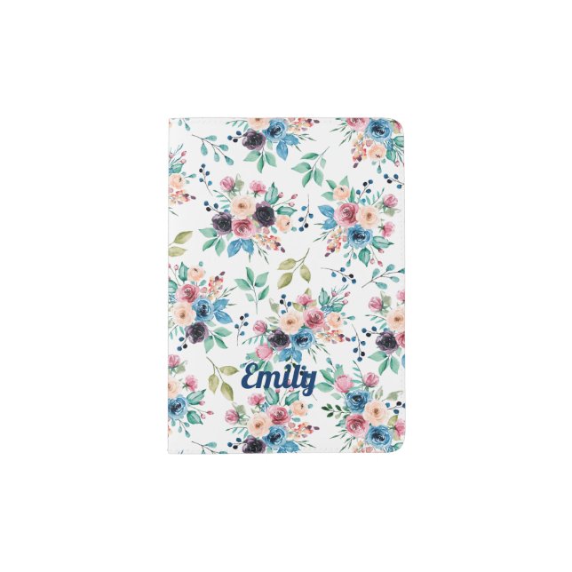 Colorful spring flowers pattern passport holder (Front)