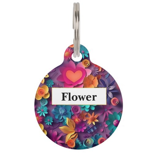 Colorful Spring Flowers Pattern Pet ID Tag