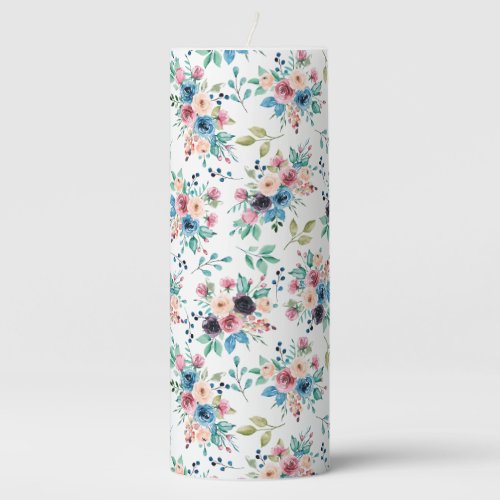 Colorful spring flowers pattern pillar candle