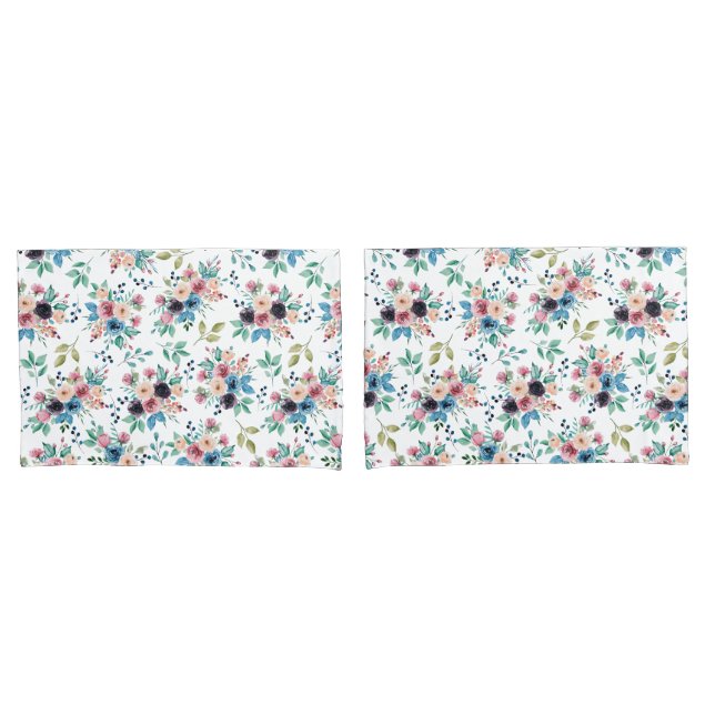 Colorful spring flowers pattern pillow case (Front-Set)