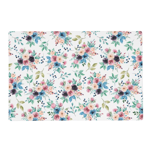 Colorful spring flowers pattern placemat (Front)