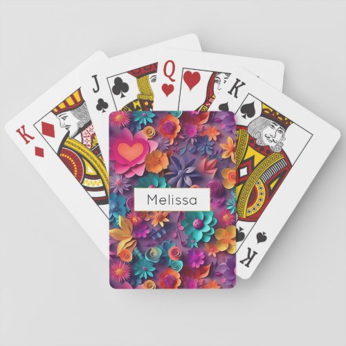 Colorful Spring Flowers Pattern Playing Cards