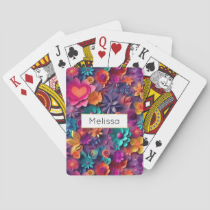Colorful Spring Flowers Pattern Poker Cards