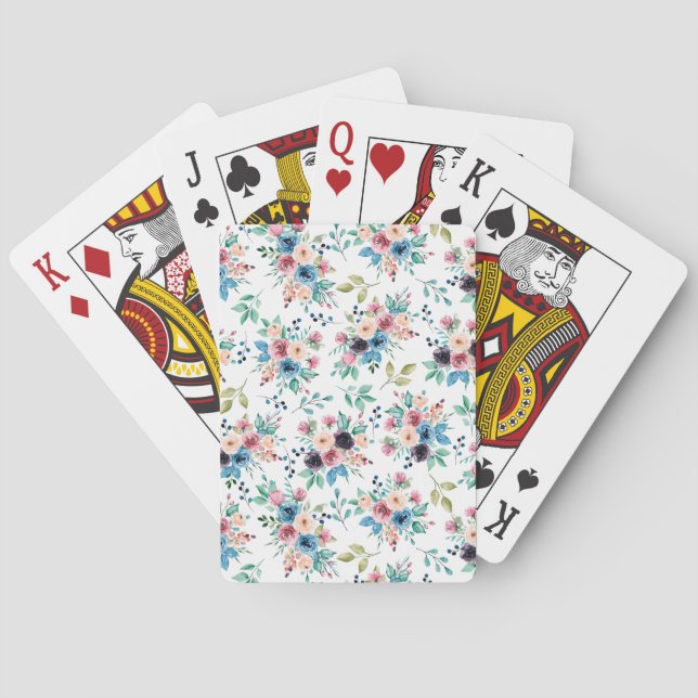 Colorful spring flowers pattern poker cards (Back)