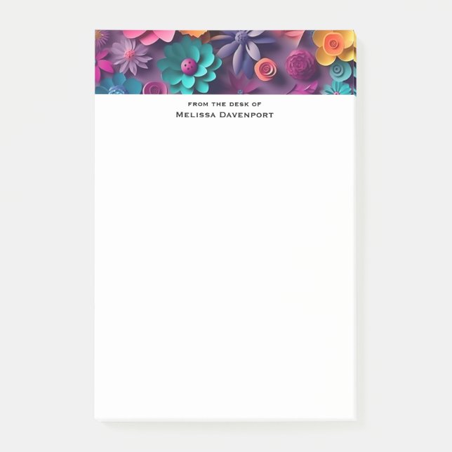 Colorful Spring Flowers Pattern Post-it Notes (Front)