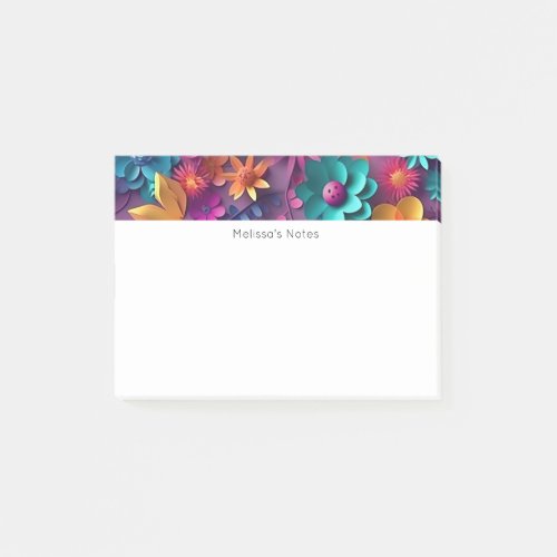 Colorful Spring Flowers Pattern Post_it Notes