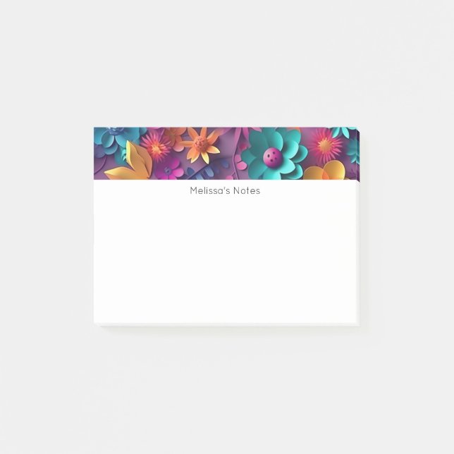 Colorful Spring Flowers Pattern Post-it Notes (Front)
