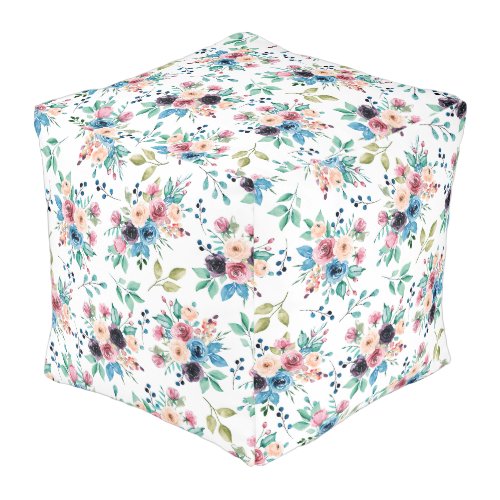 Colorful spring flowers pattern pouf