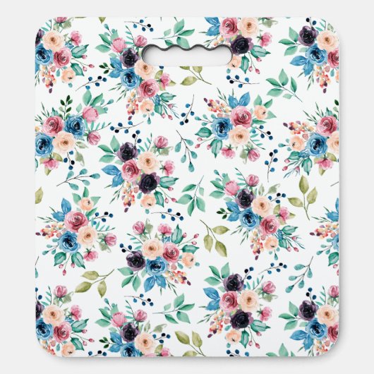 Colorful spring flowers pattern seat cushion (Front Vertical)