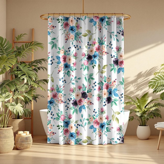 Colorful spring flowers pattern shower curtain (Creator Uploaded)