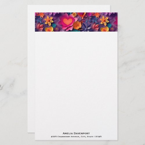 Colorful Spring Flowers Pattern Stationery