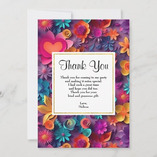Colorful Spring Flowers Pattern Thank You